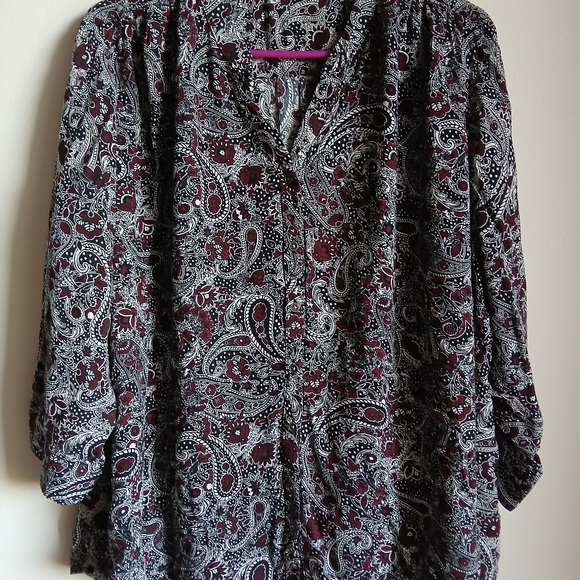 C Est 1946 Shirt Womens 22/24W  Button 3/4 Sleeve Paisley top - Picture 10 of 11